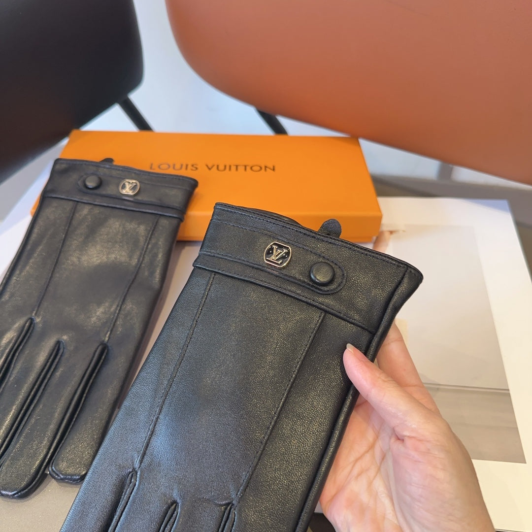 LV GLOVES IN BLACK LAMBSKIN 462318 - L