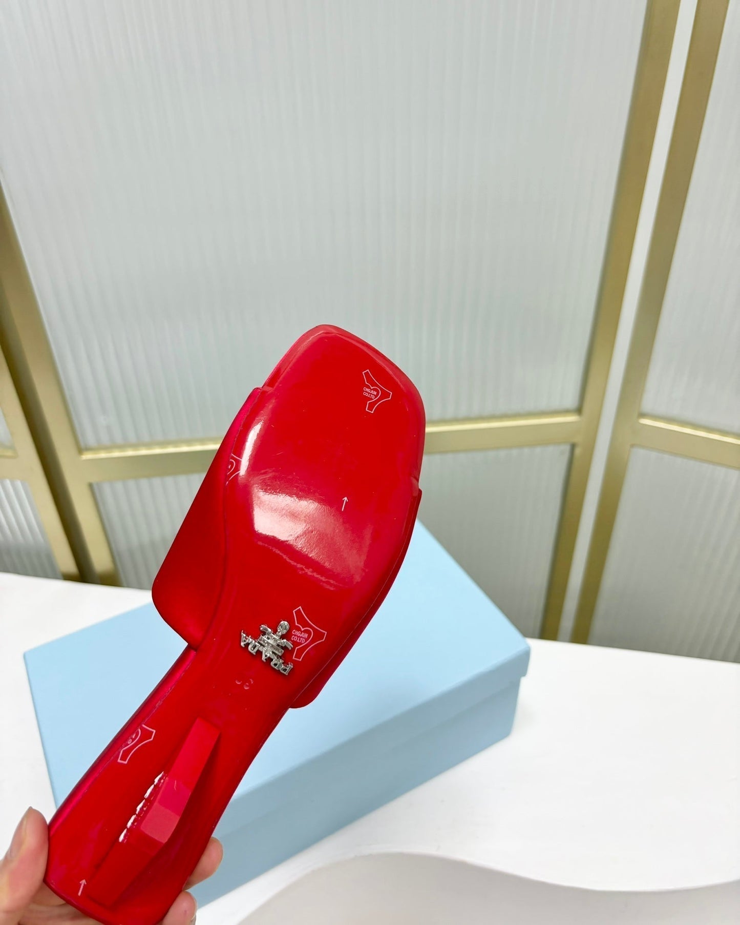 PRA TRIANGLE HEEL SATIN SLIPPERS CRIMSON - 35