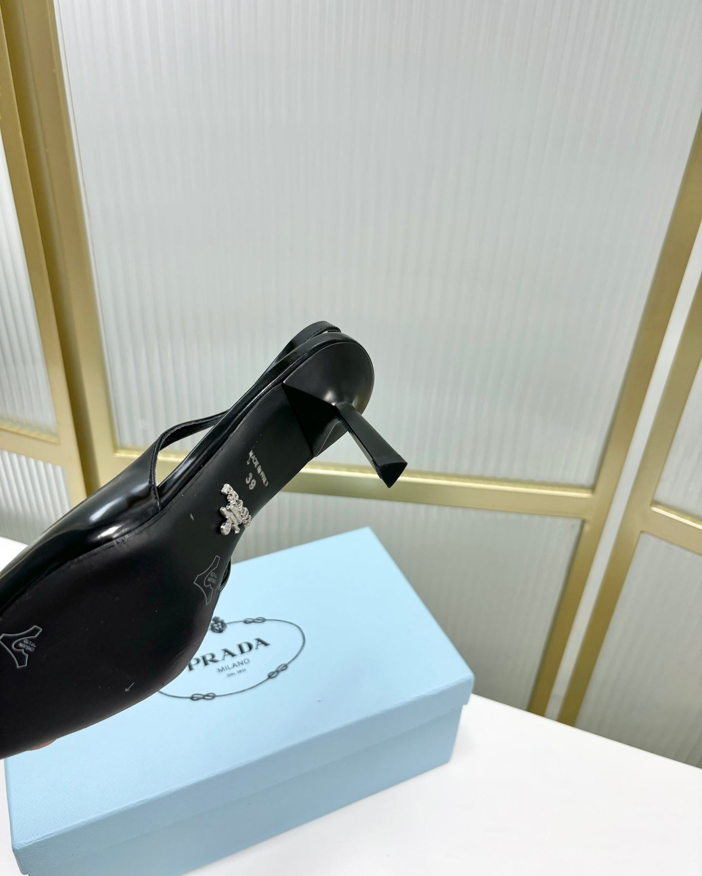 PRA PATENT LEATHER SLINGBACK PUMPS 75 BLACK - 35