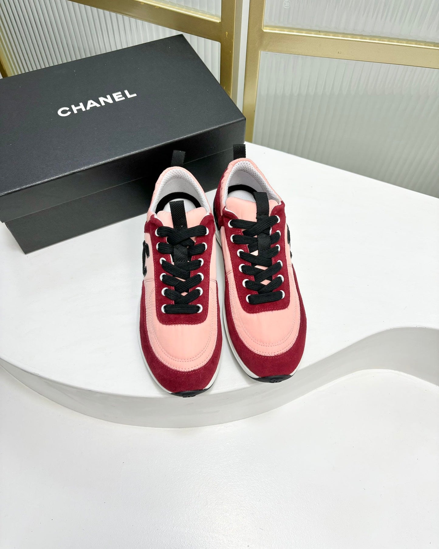SNEAKER IN LIGHT PINK MIX CHERRY RED SUEDE - 35