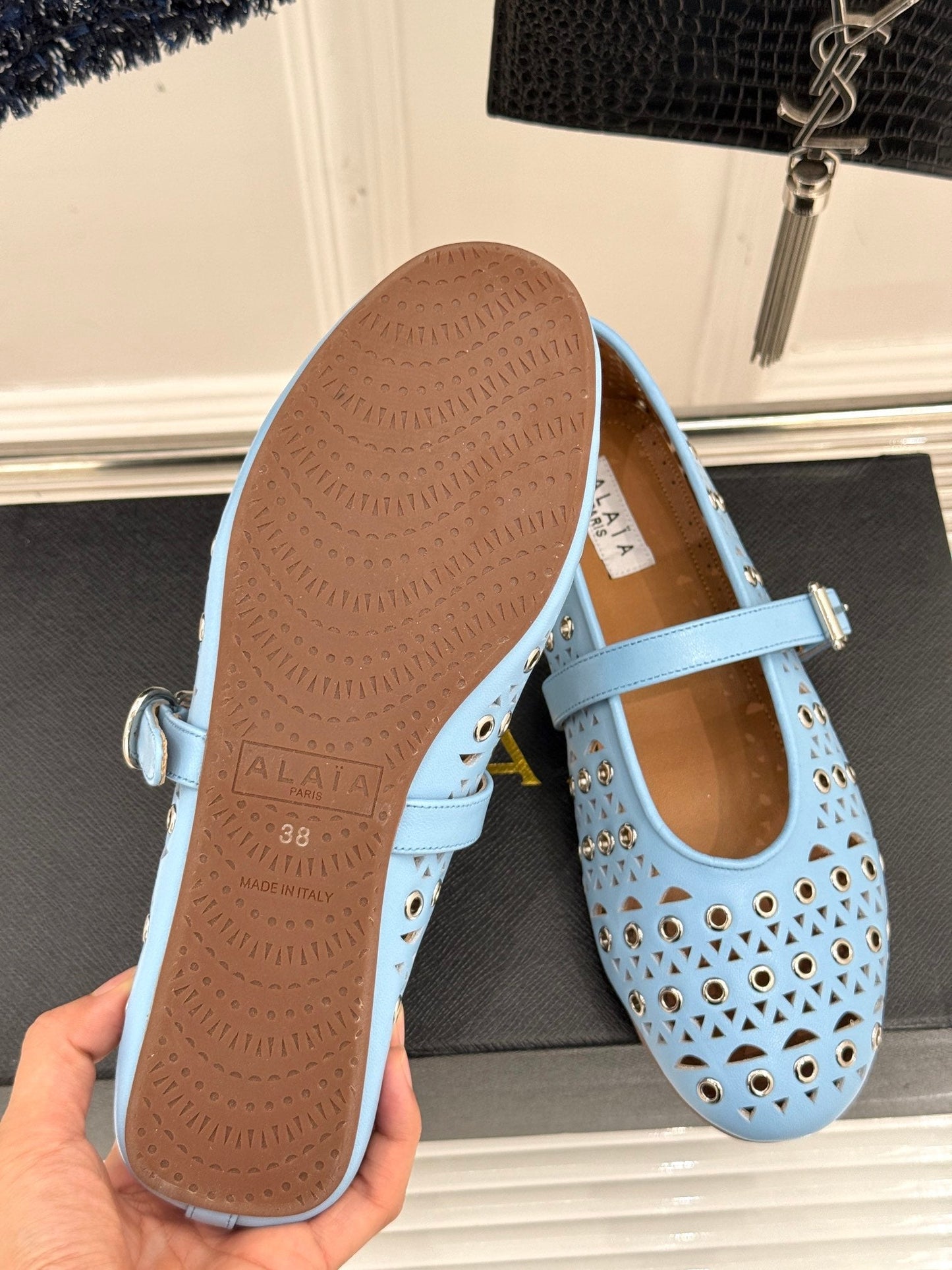 MARY JANE IN LIGHT BLUE CALFSKIN - 35