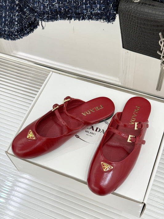 PRADA 25S ШКІРЯНІ БОСОНІЖКИ МЕРІ ДЖЕЙН БАЛЕТКИ НА ПЛАТФОРМІ КОЛЬОРУ ЧЕРВОНОГО ВИНА - 34