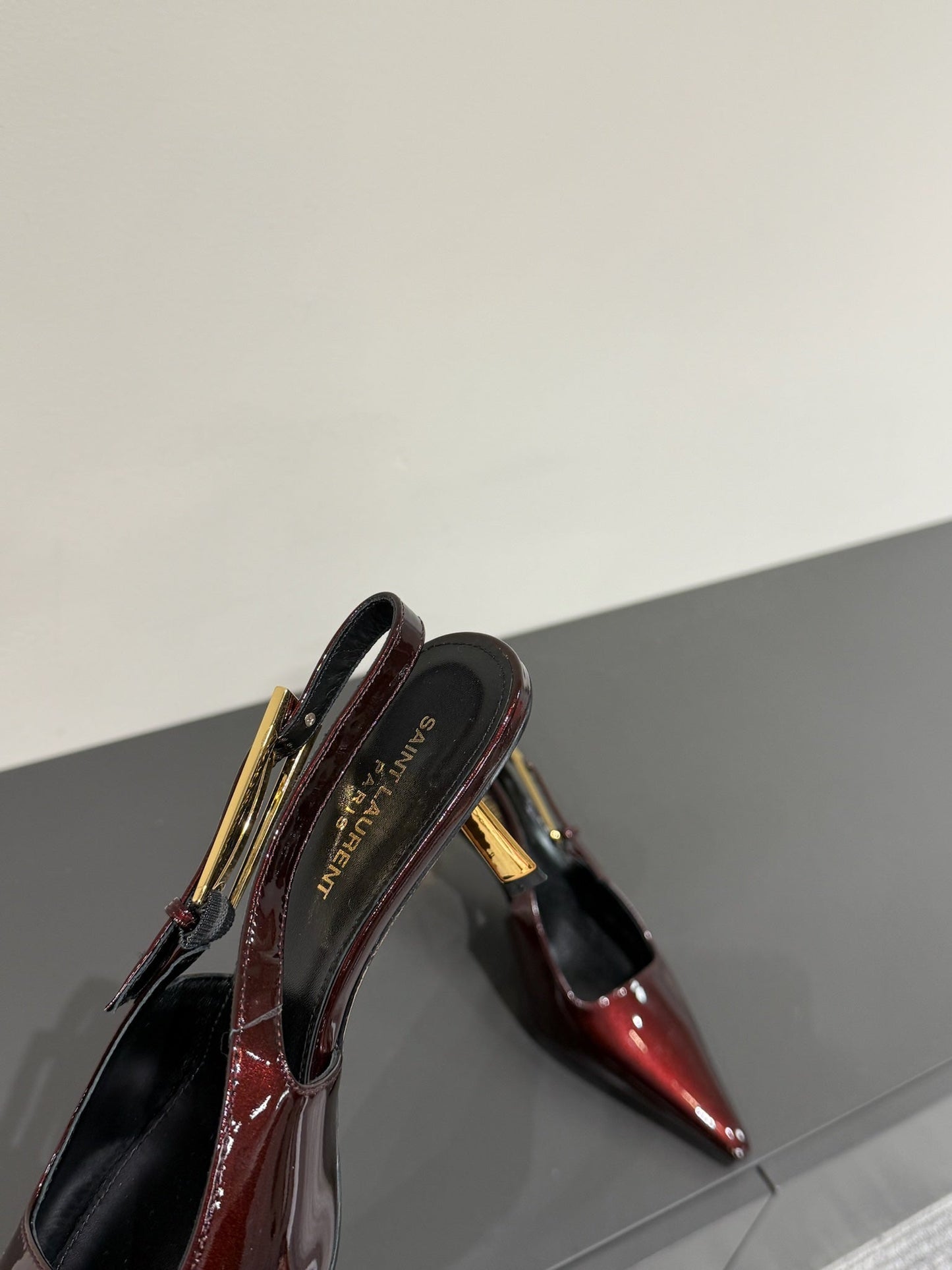 LEE SLINGBACK MID PUMPS IN WINE RED SHINY CALFSKIN - 35