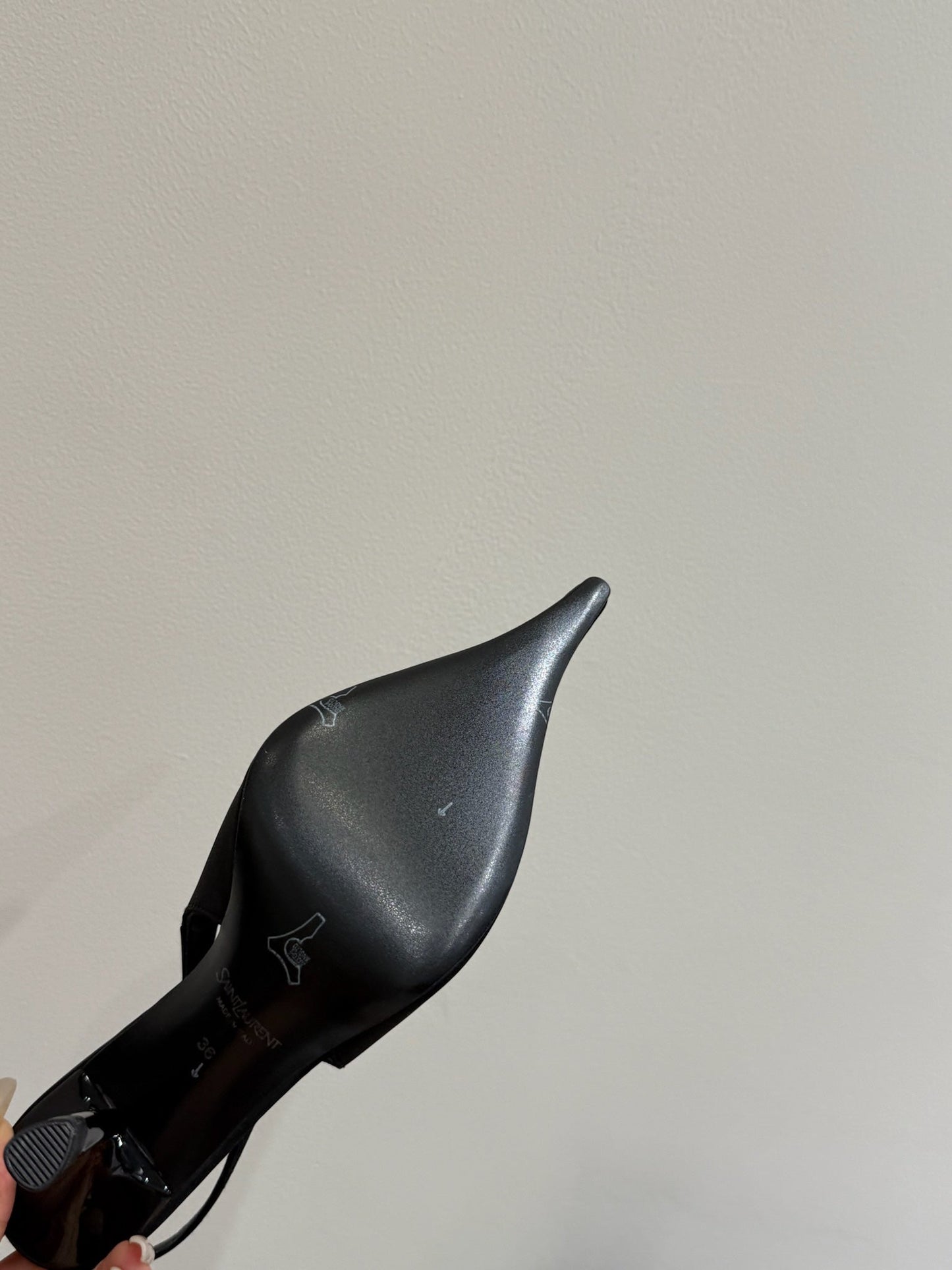 YSL HIGH SLINGBACK 25S IN BLACK SATIN - 35