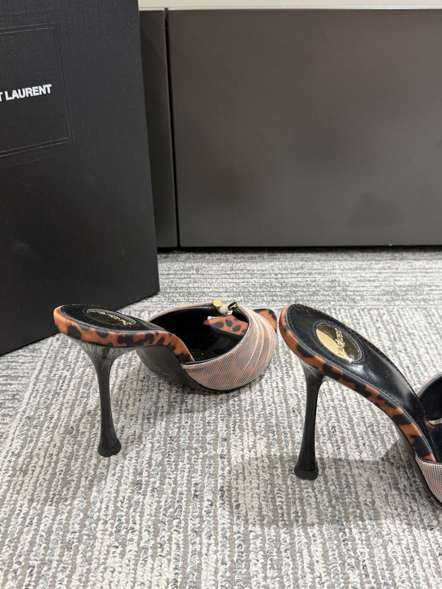YSL HIGH HEEL 25S 100 MM IN LEOPARD PRINT LAMBSKIN - 35