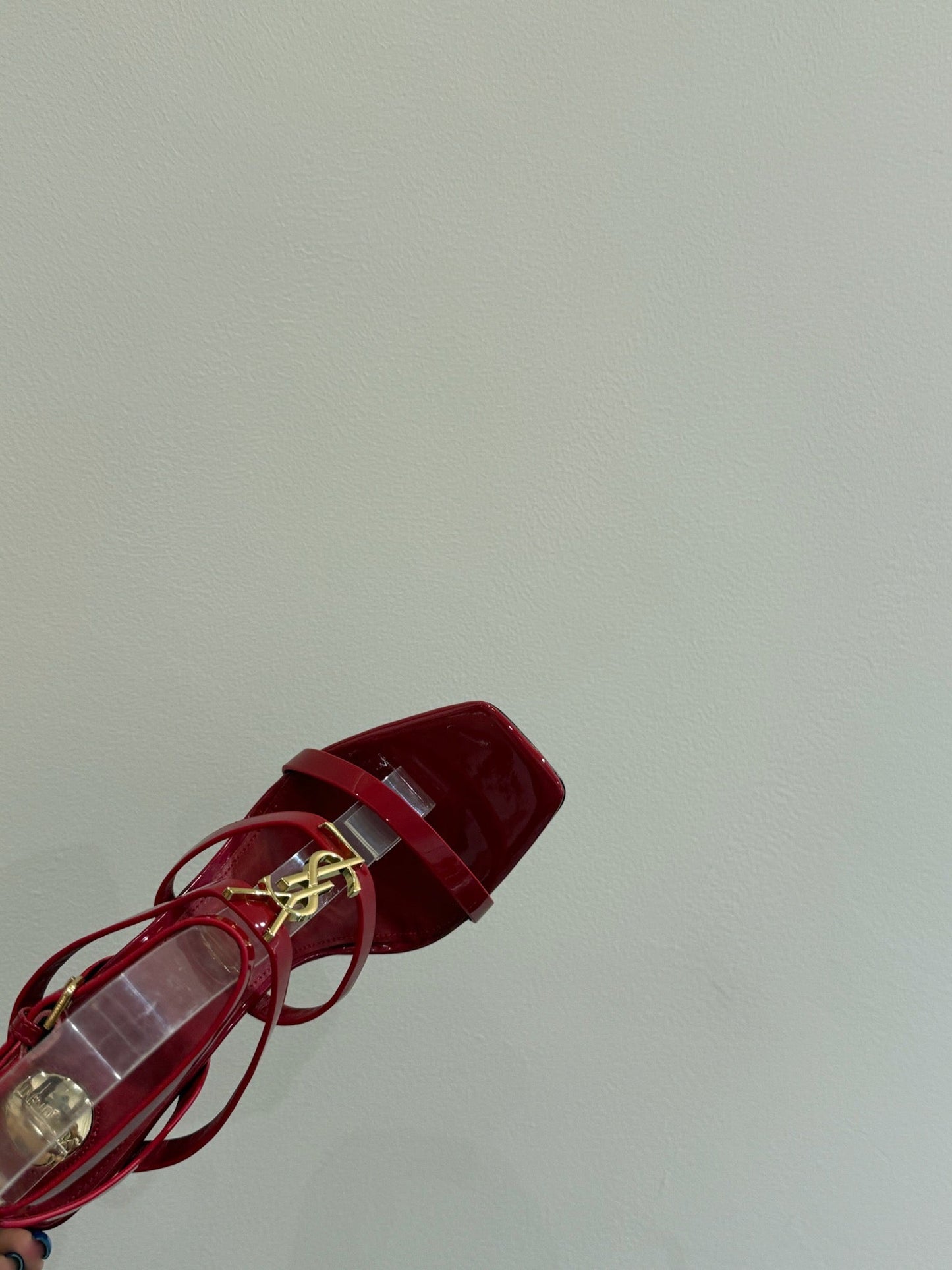YSL SINGLE-STRAP HEELED SANDALS 25S IN RED LAMBSKIN - 35