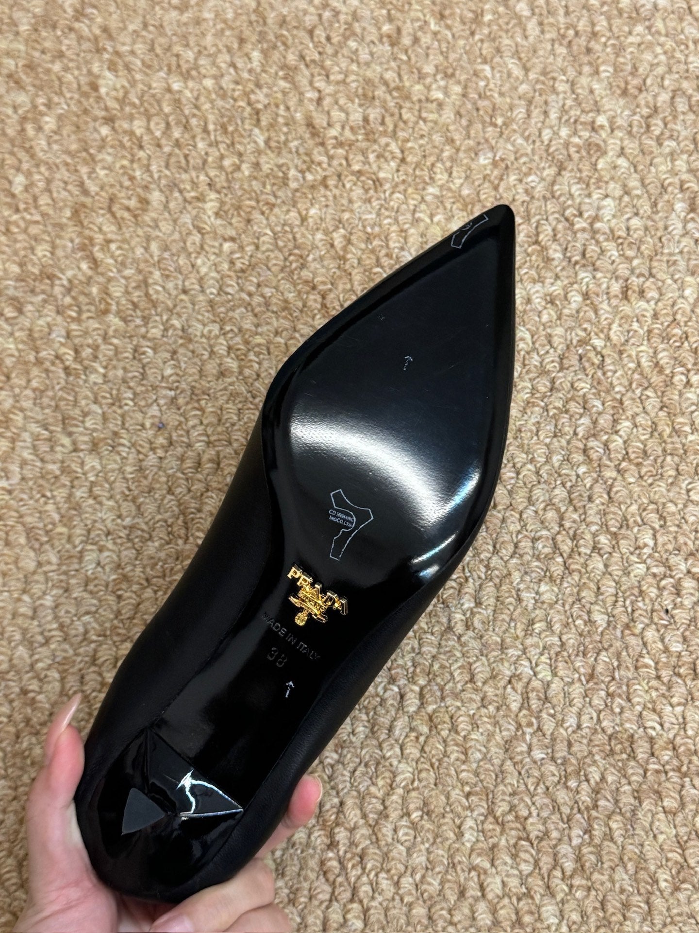 PRADA 26S POINTED TOE PUMPS 50MM IN BLACK CALFSKIN