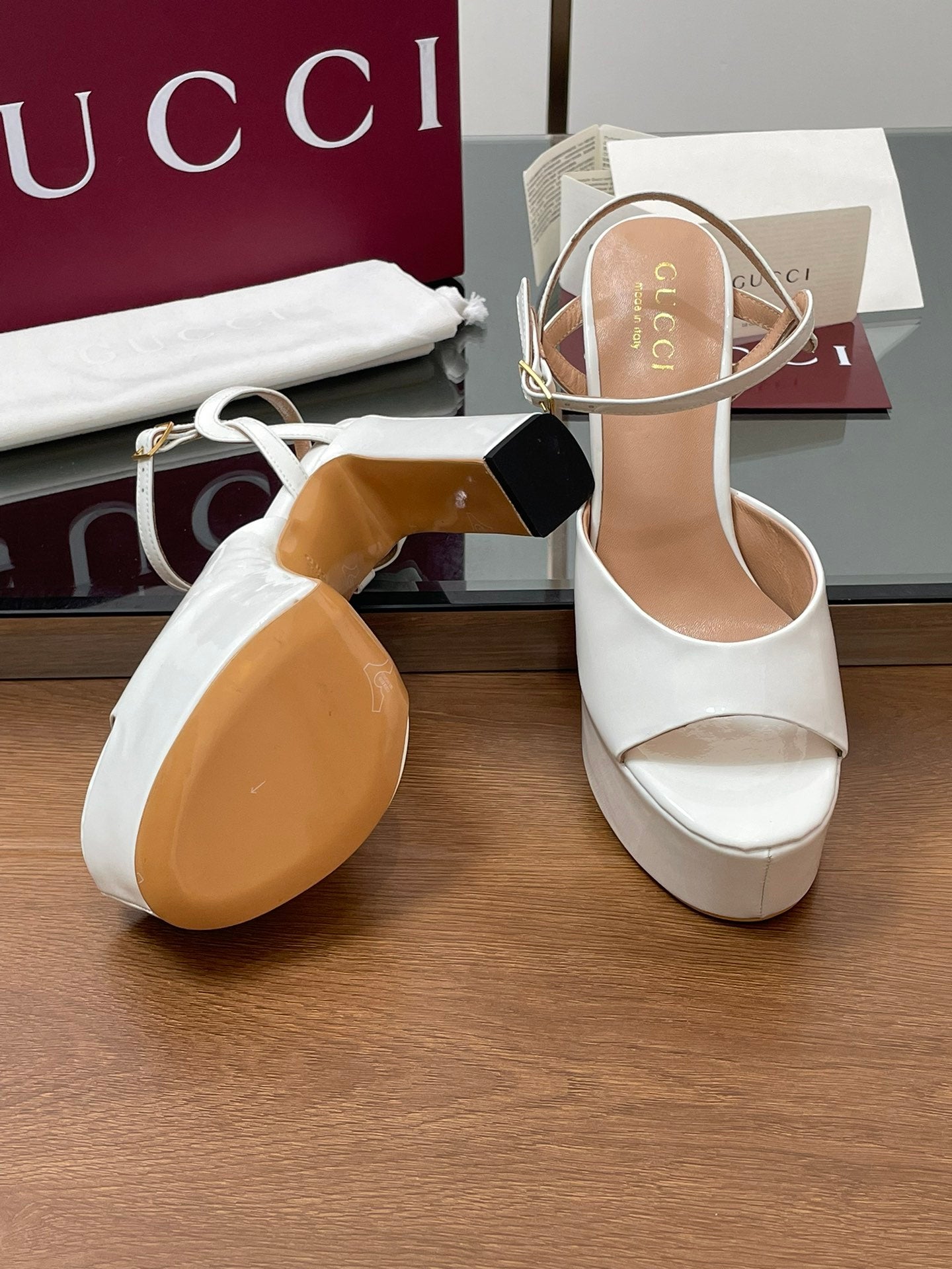 HIGH HEEL SANDALS 13 CM IN WHITE LAMBSKIN - 35