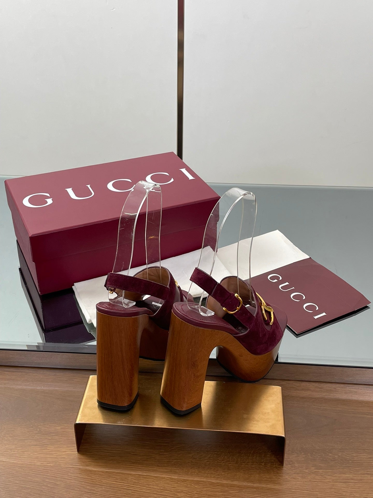 HIGH HEEL SANDALS 13 CM IN DARK RED CALFSKIN MIX SUEDUE GOLD HARDWARE - 35