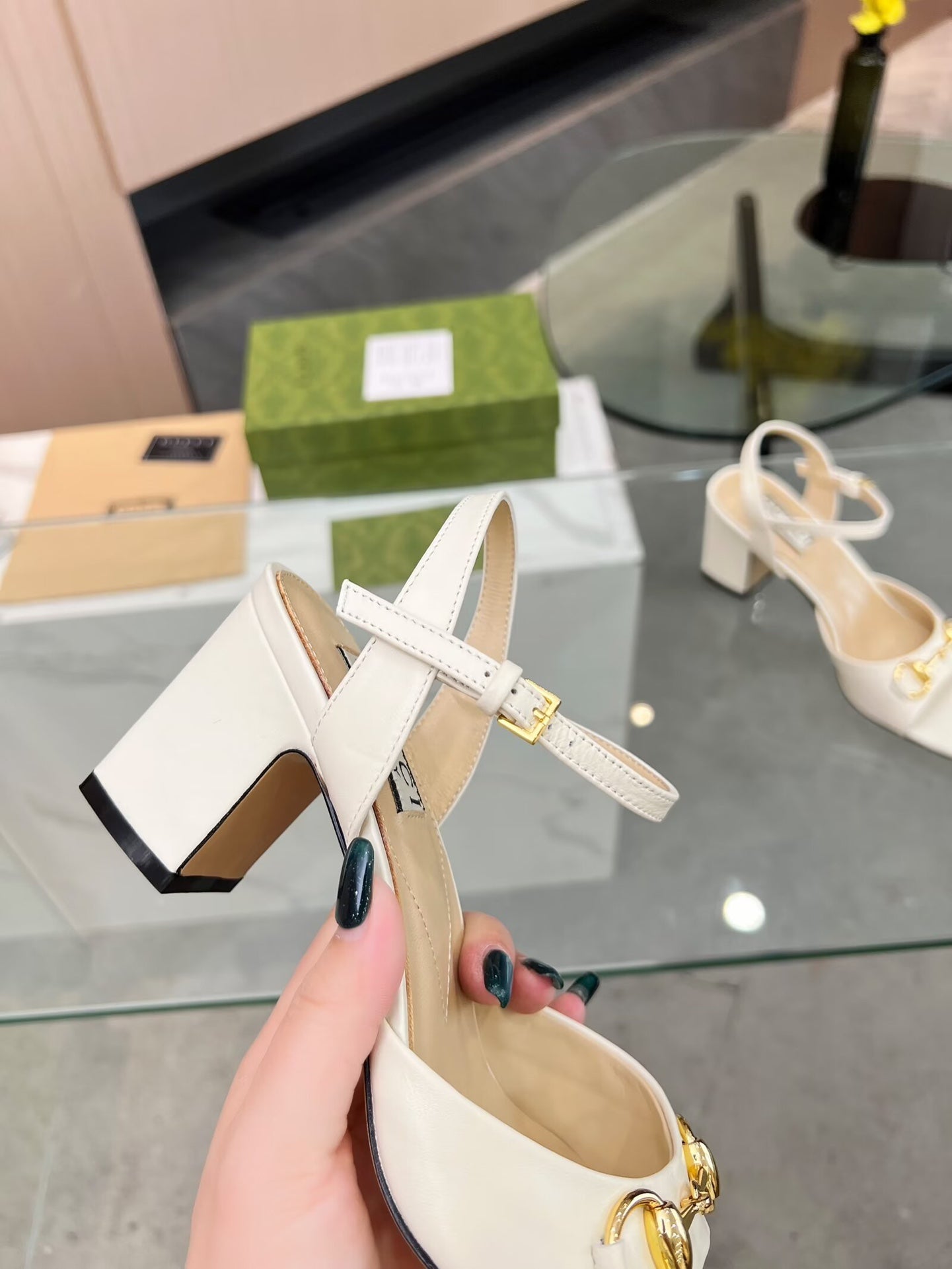 GG HIGH HEELS SANDALS 60 IN CREAM WHITE LAMBSKIN - 34