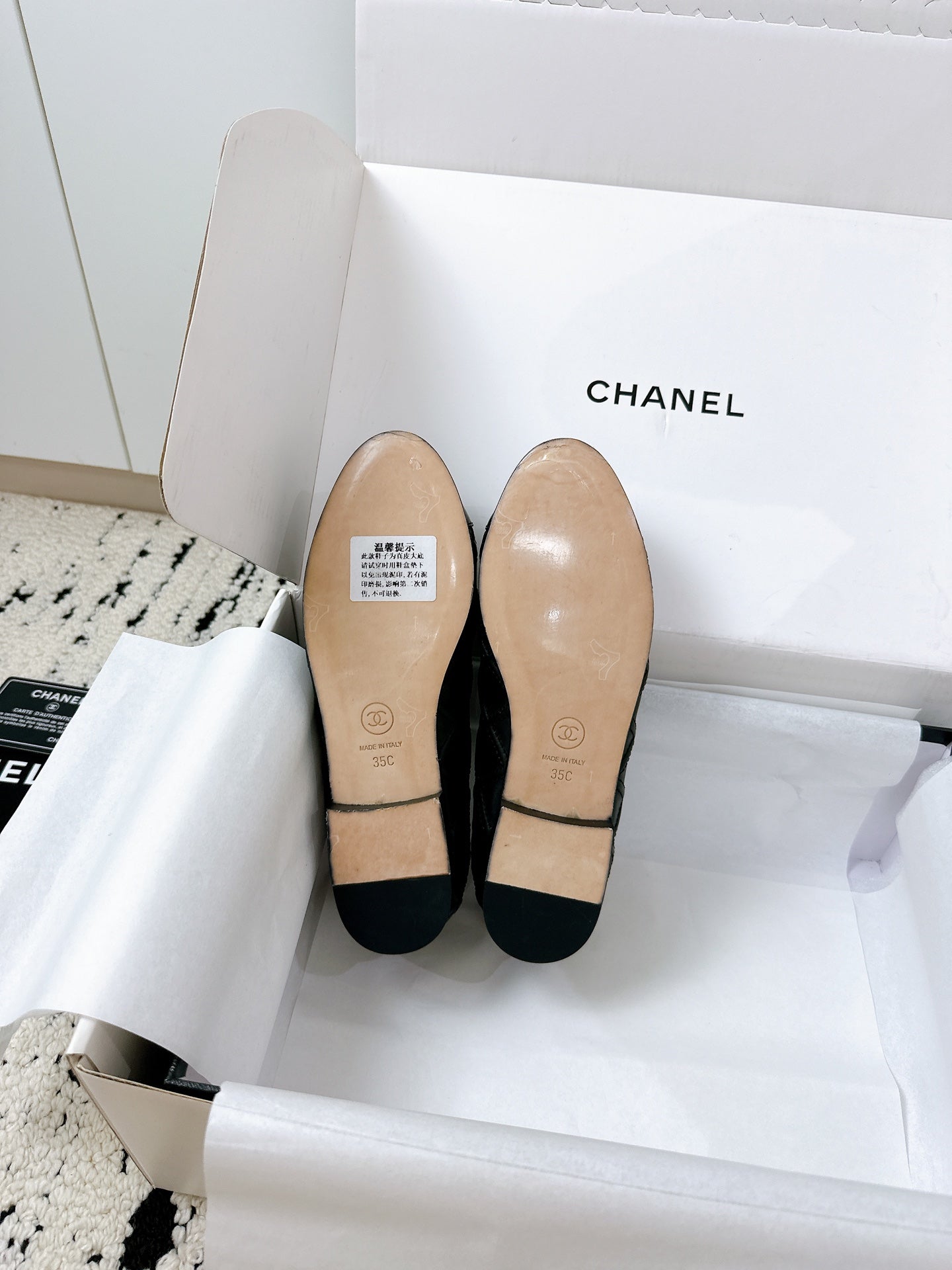 BALLET FLATS BOW IN BLACK CALFSKIN QUILTED - 35