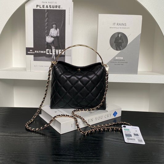 Сумка CHANEL 25S COCO CRUSH HANDLE BAG 19 зі шкіри чорної зернистої ікри