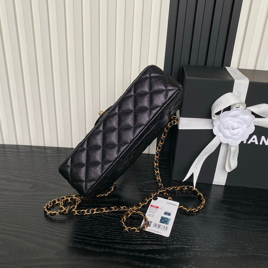 CHANEL 25S FLAP BAG 22 СМ ЧОРНА ІКРА ІЗ ЗОЛОТОЮ ФУРНІТУРОЮ