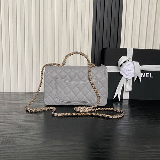 CHANEL 25S FLAP BAG 22 З ТЕМНО-СІРОЇ ТЕЛЯЧОЇ ШКІРИ З ФУРНІТУРОЮ ЗІ ЗОЛОТА