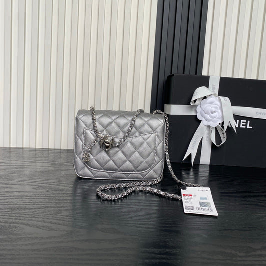 CHANEL 25S MINI FLAP BAG 18 З ТЕМНО-СІРОЇ ТЕЛЯЧОЇ ШКІРИ
