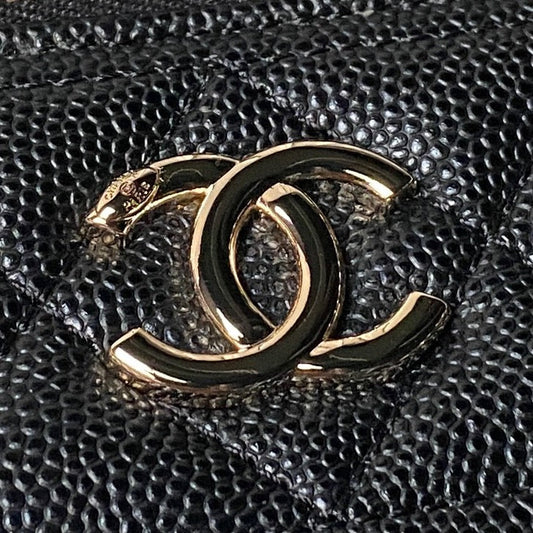 СУМКА-ВІЗИТНИЦЯ CHANEL 25S 20 З ЧОРНОЇ ІКРЯНОЇ ШКІРИ