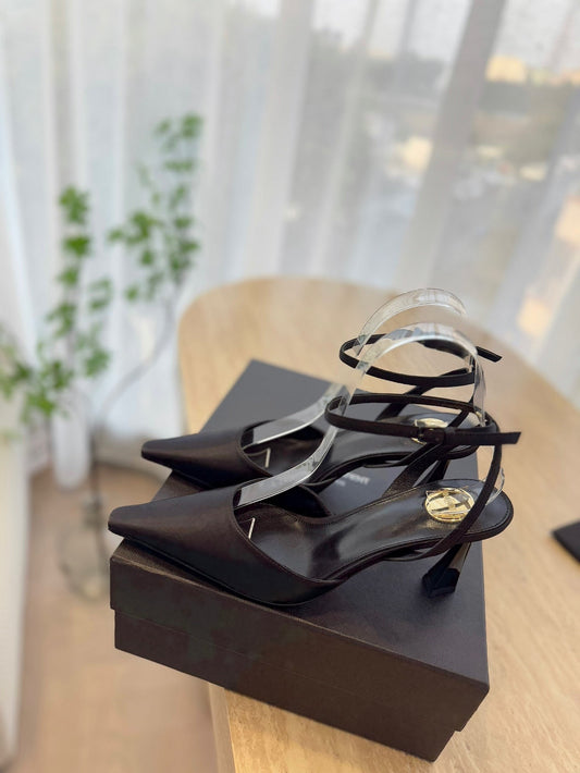 HIGH SLINGBACK 75 MM IN BLACK CALFSKIN - 35