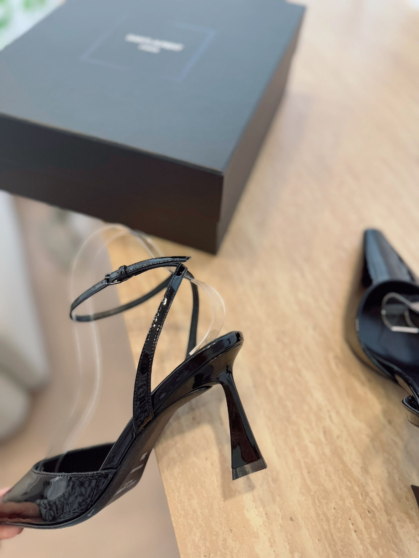 HIGH SLINGBACK 75 MM IN BLACK PATENT CALFSKIN - 35