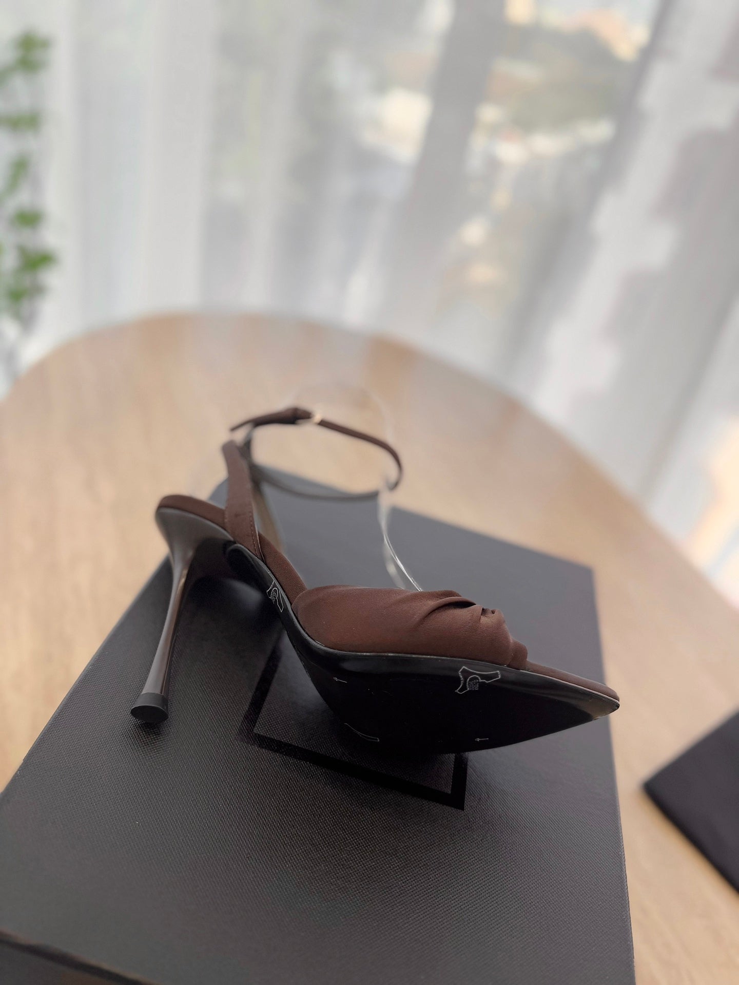 LOLA SANDAL 10 CM IN CHOCOLATE BROWN VISCOSE AND SILK - 35