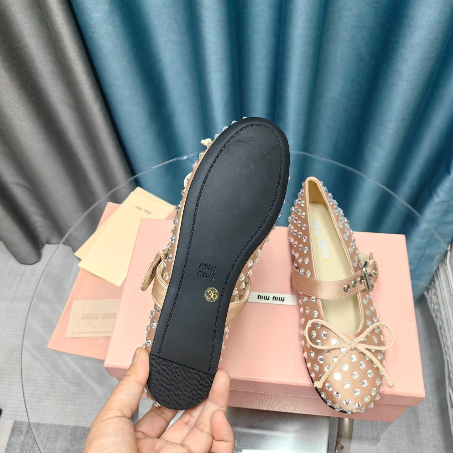 MARY JANE SHOES METALLIC GOLD COWHIDE WITH DIAMOND - 35