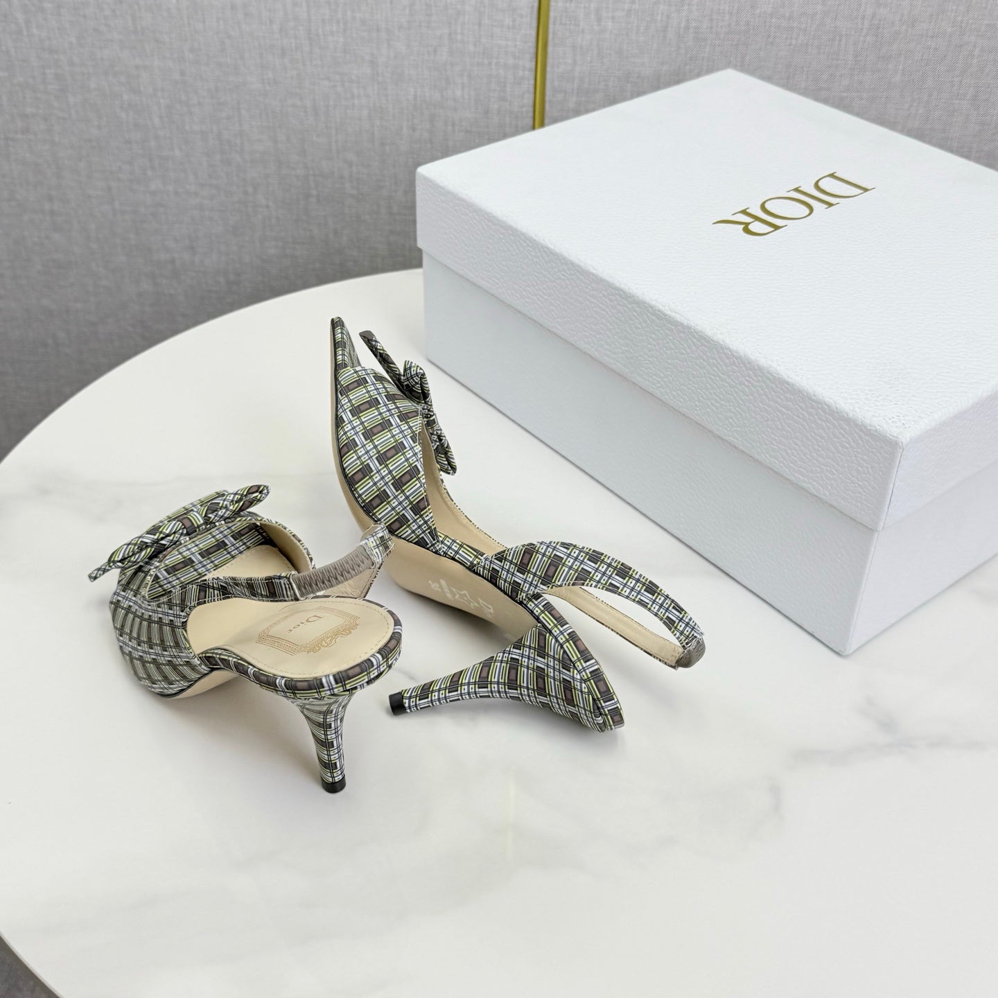 DIOR 26S HIGH-HEEL BACK-STRAP SHOES IN MULTICOLOR FABRIC