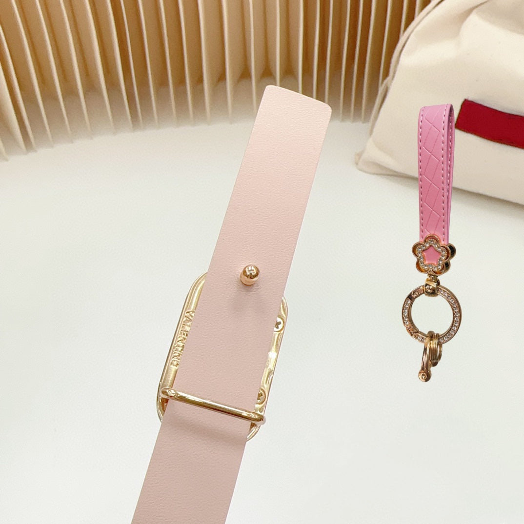 Silver Vlogo and Gold Hardware Buckle Pink Calfskin 20mm - 30