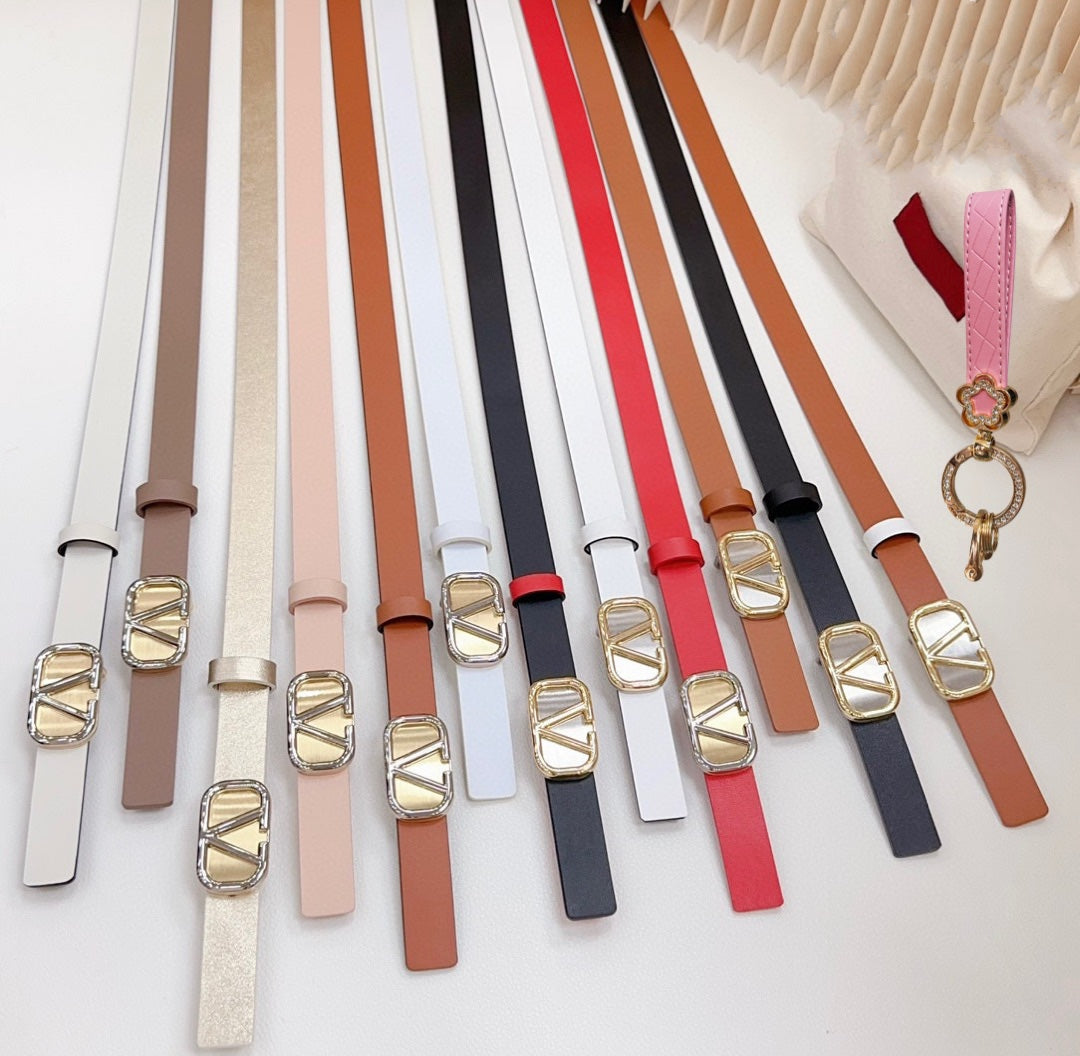 Silver Vlogo and Gold Hardware Buckle Black White Calfskin 20mm - 30