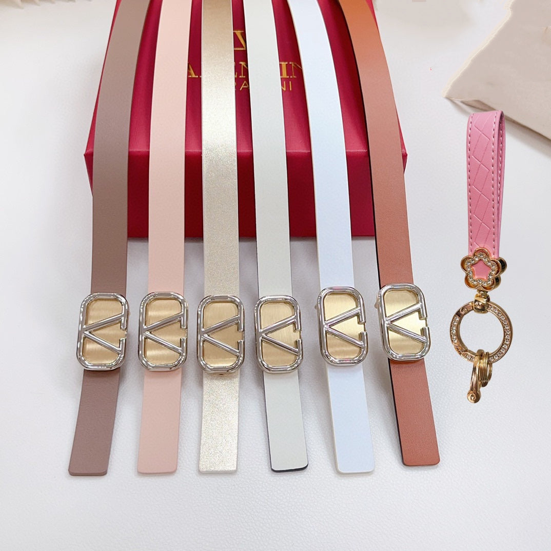 Gold Vlogo and Silver Hardware Buckle Brown Black Calfskin 20mm - 30