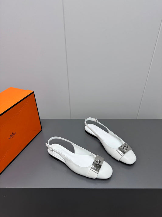 INNOCENTE SLINGBACK IN WHITE CALFSKIN - 35