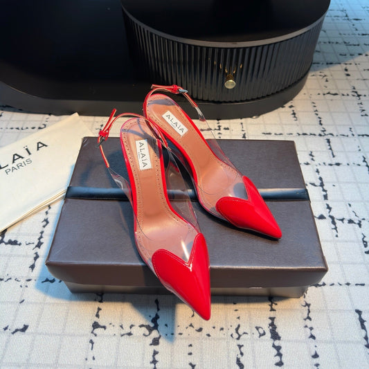 ALAIA HIGH SLINGBACK 25S 90 MM IN RED CALFSKIN - 34