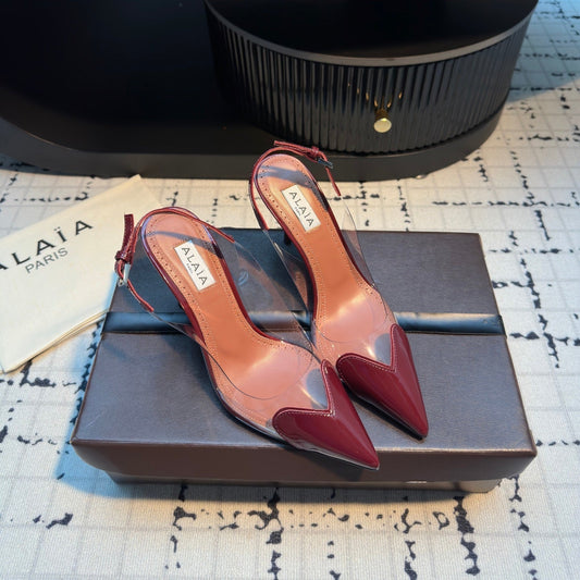 ALAIA HIGH SLINGBACK 25S 90 MM IN DARK RED CALFSKIN - 34