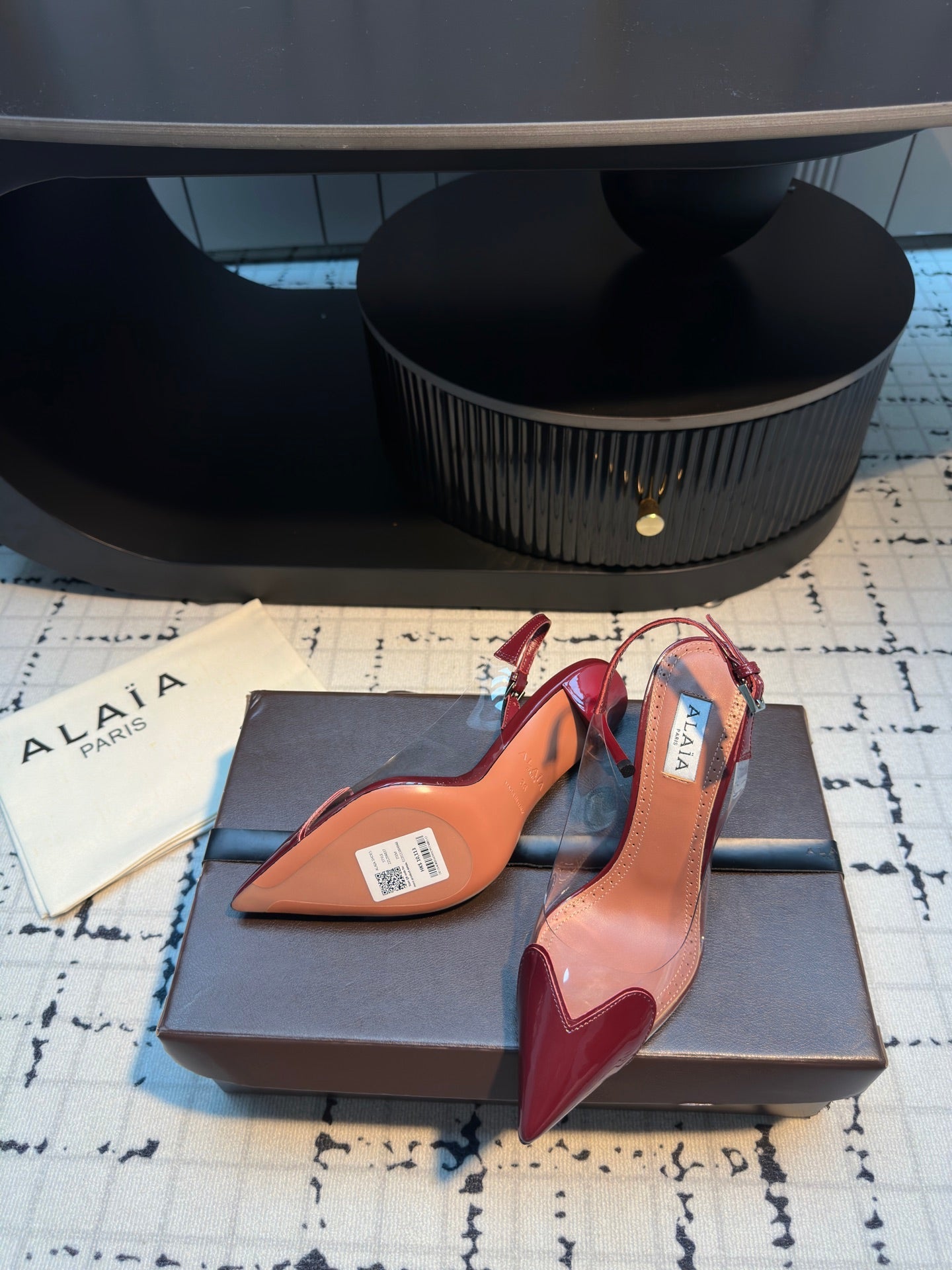 ALAIA HIGH SLINGBACK 25S 90 MM IN DARK RED CALFSKIN - 34