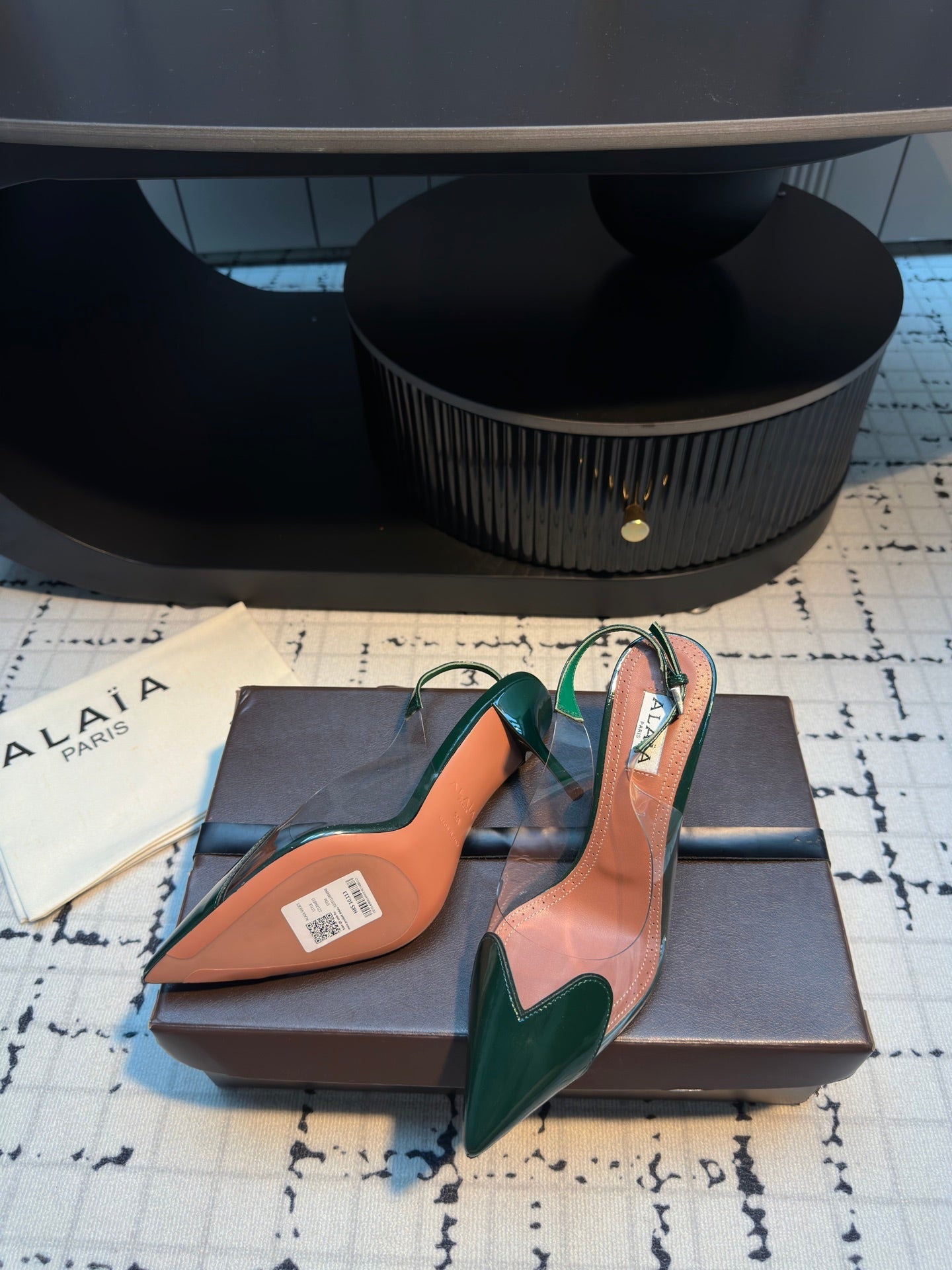 ALAIA HIGH SLINGBACK 25S 90 MM IN DARK GREEN CALFSKIN - 34