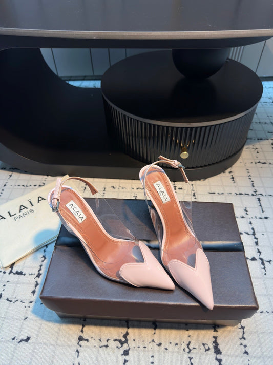 ALAIA HIGH SLINGBACK 25S 90 MM IN LIGHT PINK CALFSKIN - 34
