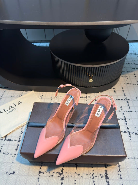ALAIA HIGH SLINGBACK 25S 90 MM IN PINK CALFSKIN - 34