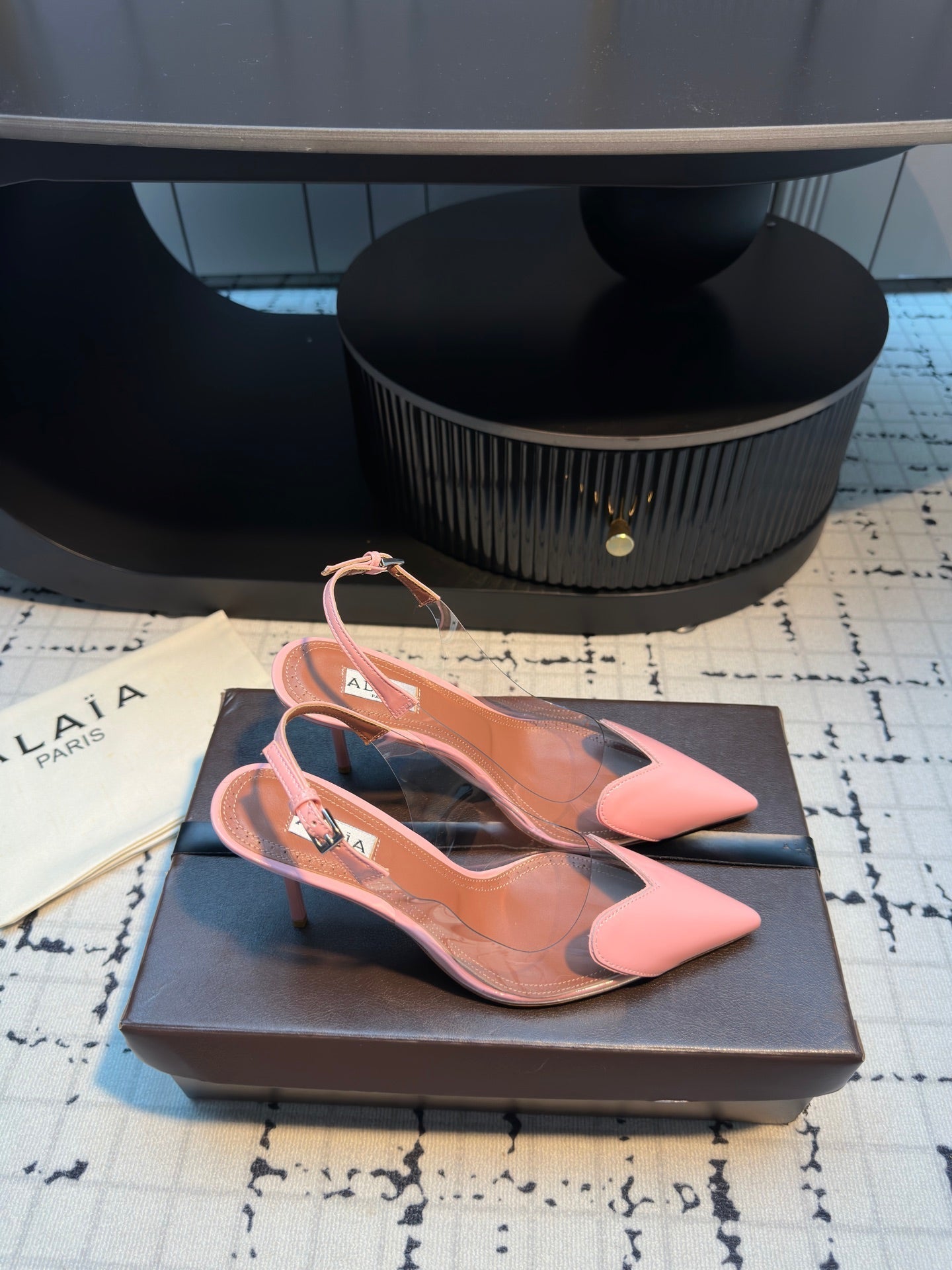 ALAIA HIGH SLINGBACK 25S 90 MM IN PINK CALFSKIN - 34