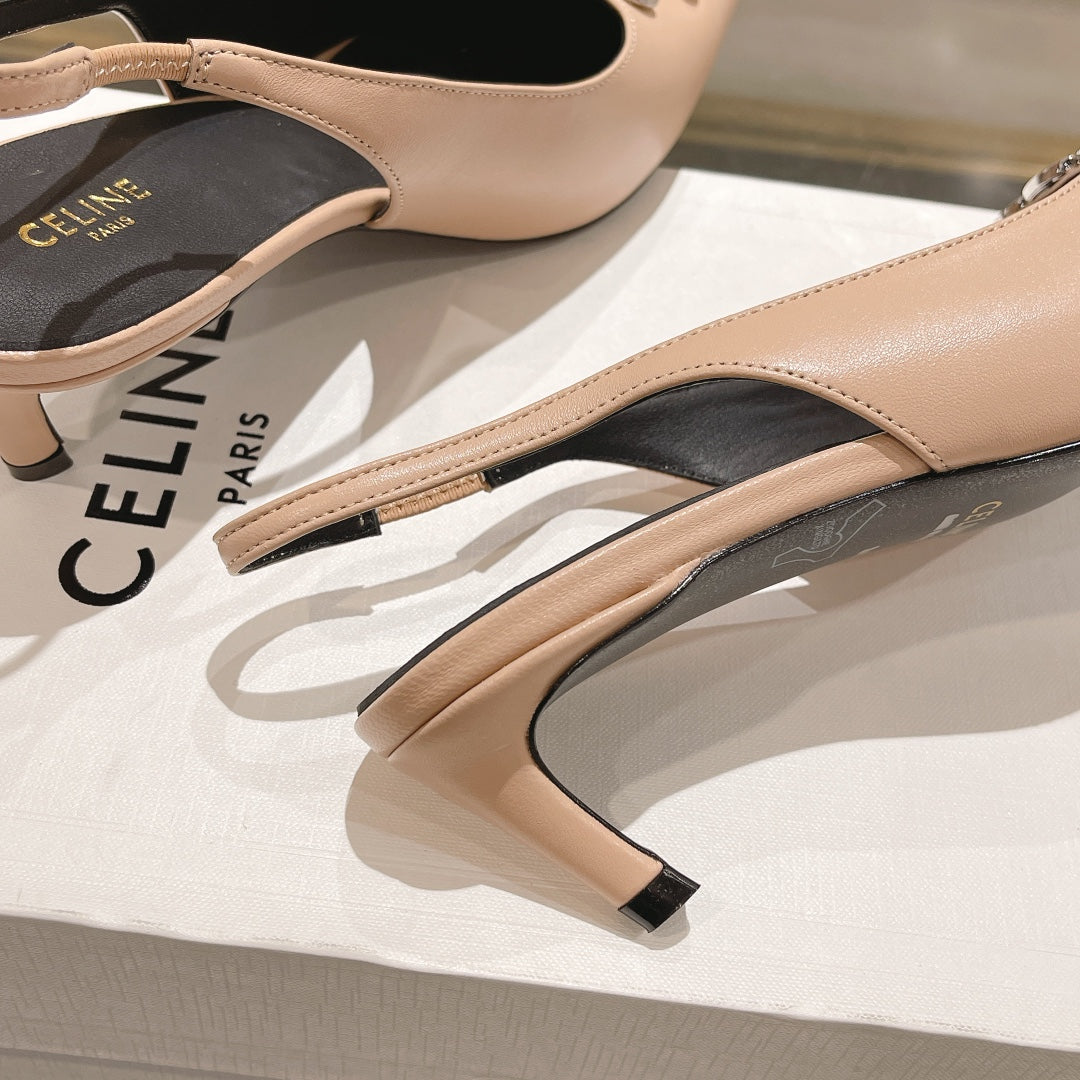 HIGH SLINGBACK 5 CM IN SEPIA TAN CALFSKIN - 34