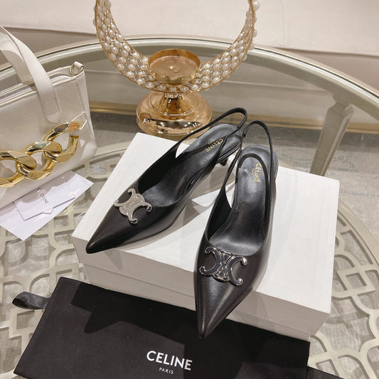HIGH SLINGBACK 5 CM IN BLACK CALFSKIN - 34