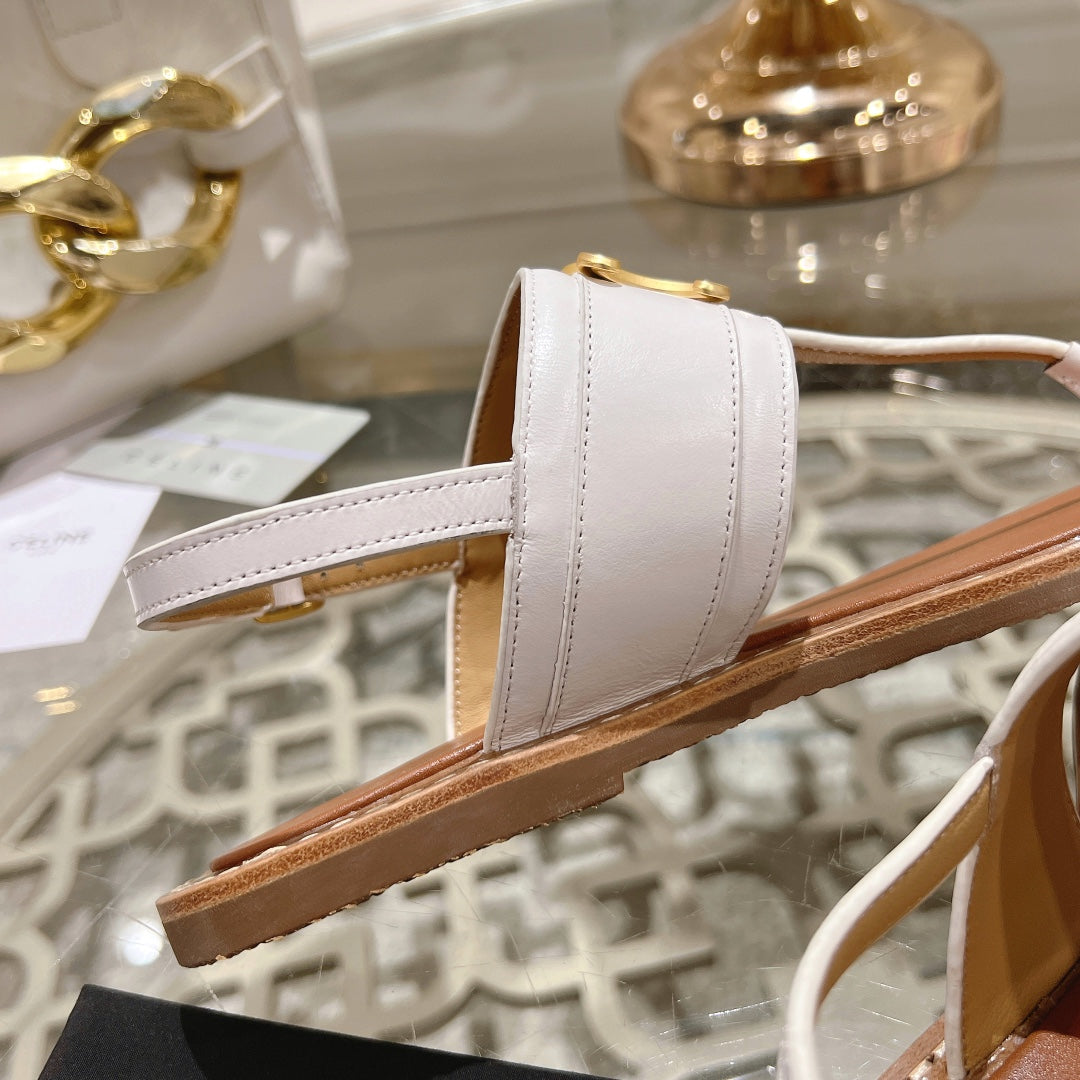 LYMPIA TRIOMPHE THONG IN CALFSKIN WHITE - 35