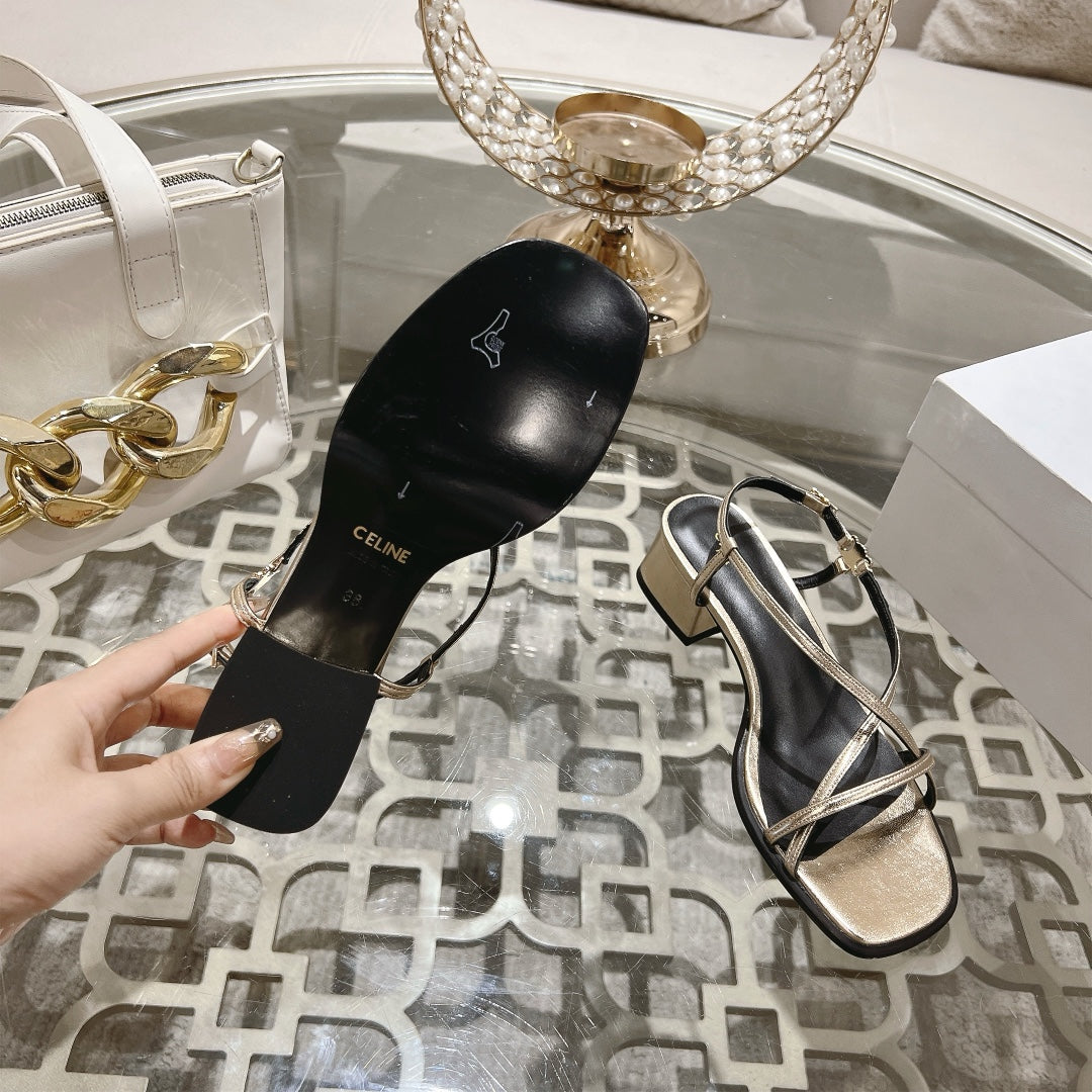 HIGH SANDAL 45MM IN GOLD LAMBSKIN - 35