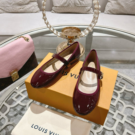 MARY JANE SHOES IN WINE RED PATENT CALFSKIN - 35
