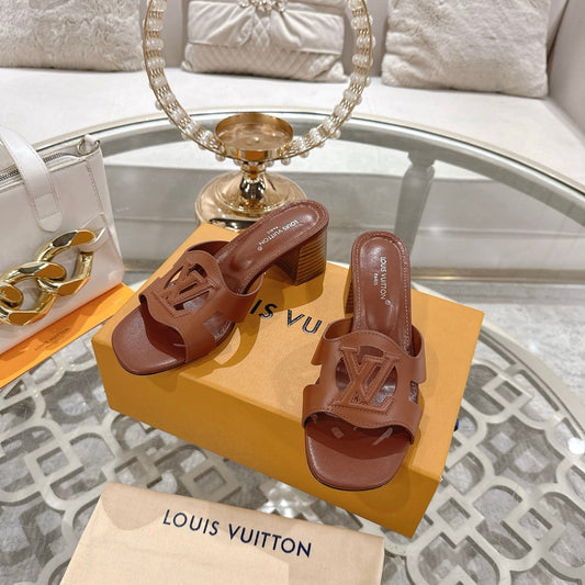 ISOLA HIGH 55 MM MULE IN PENNY BROWN CALFSKIN - 35
