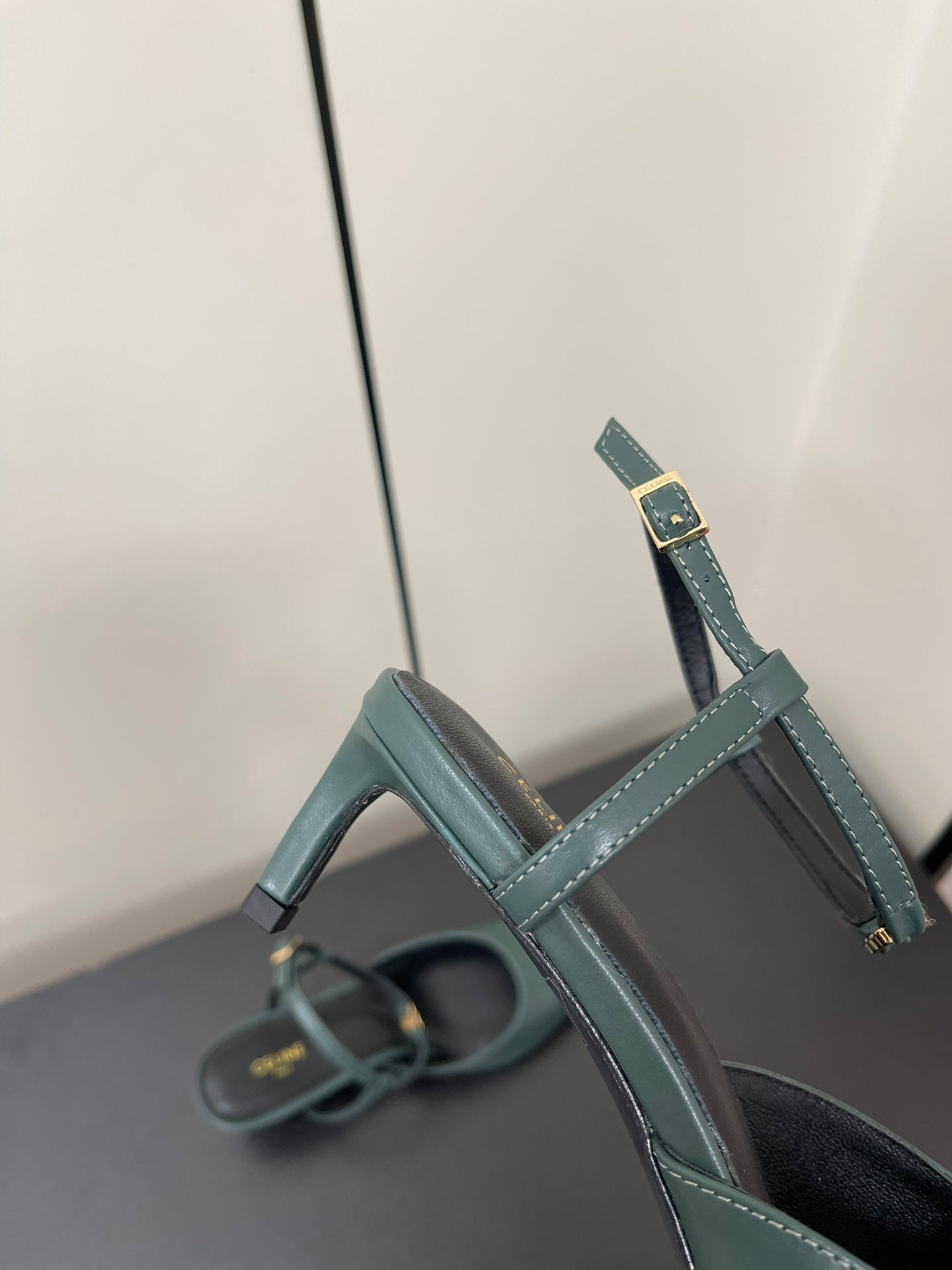 MORRAINE SLINGBACK PUMPS IN TEAL GREEN CALFSKIN - 35