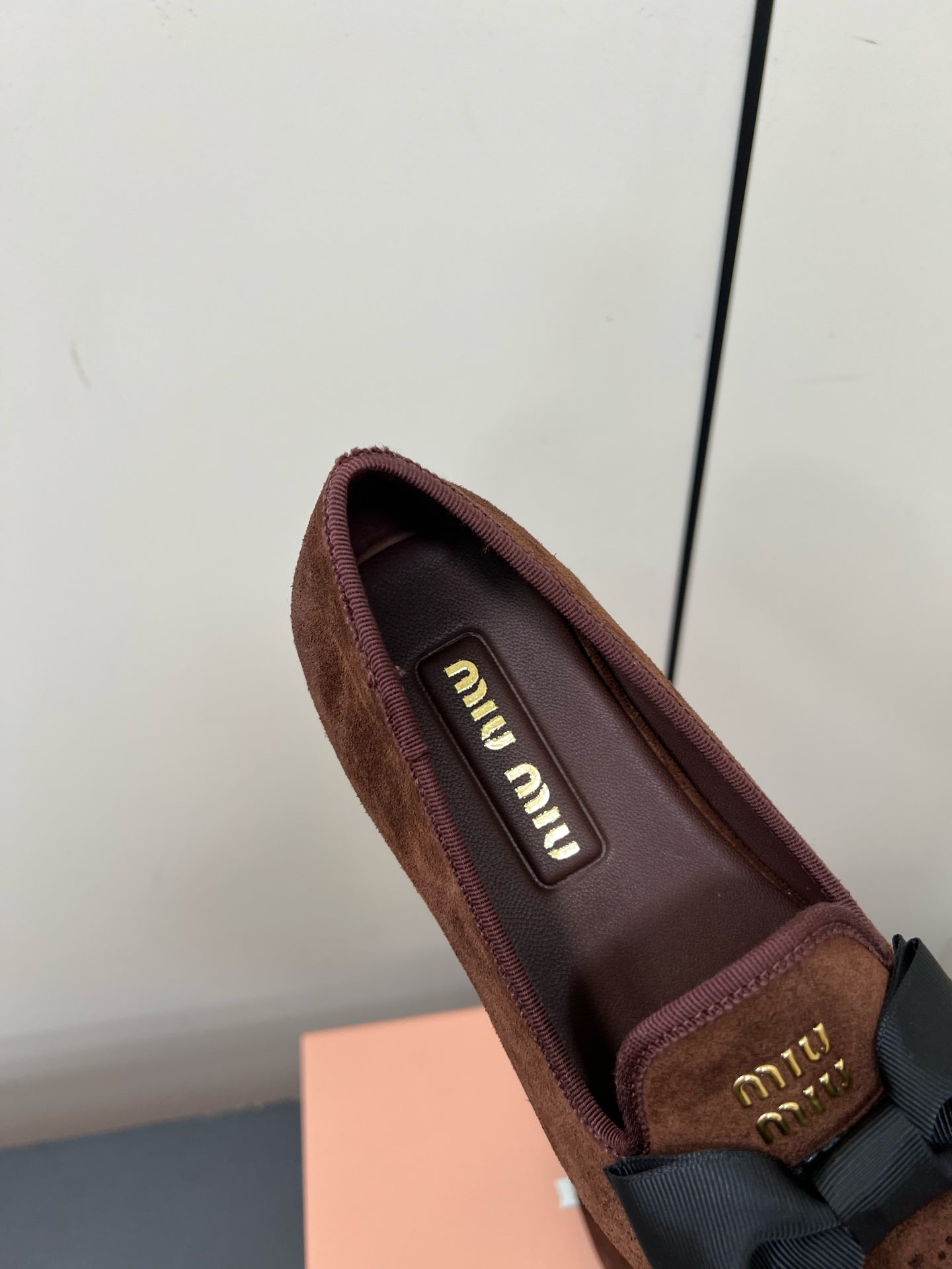 LOAFERS WITH BOW IN CHOCOLATE SUEDE - 35