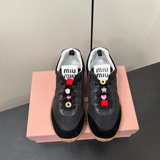 TYRE SNEAKERS IN BLACK TECHNICAL FABRIC AND SUEDE WITH STICKER - 34