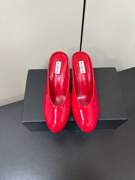 ALAIA WEDGE MULES 25S IN RED LAMBSKIN - 35