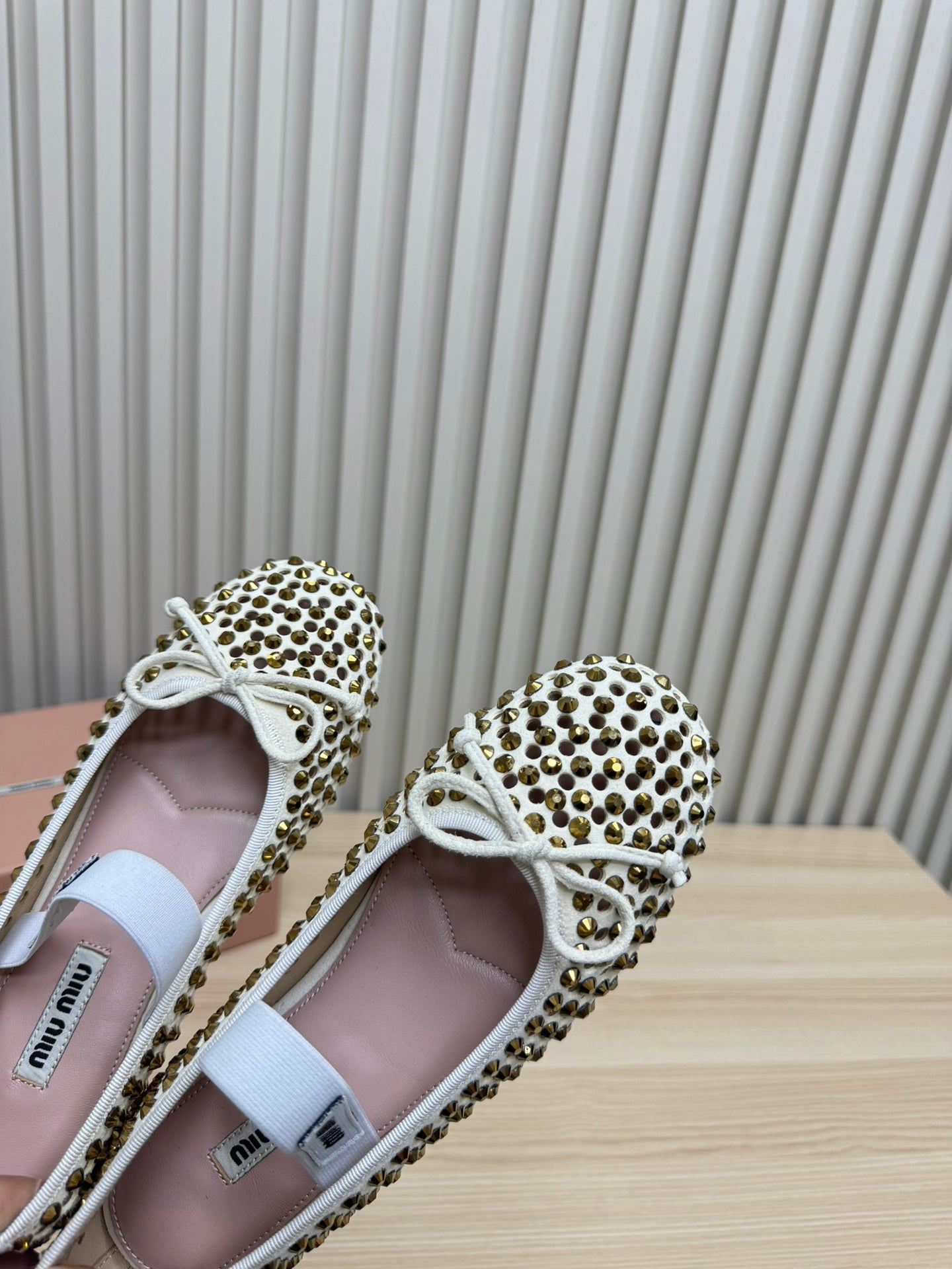 RHINESTONES MARY JANE FLATS IN CREAM SUEDE - 35