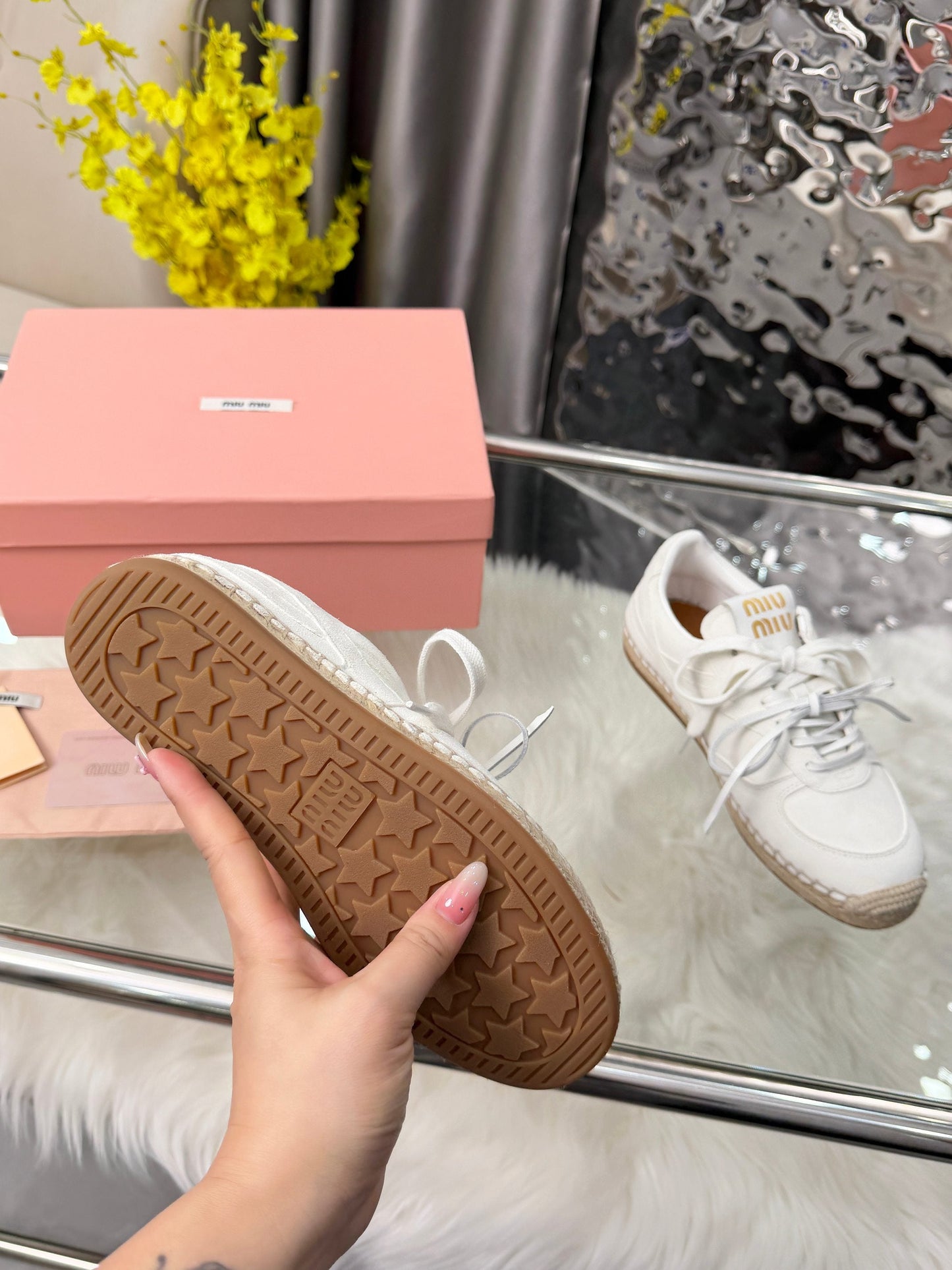 MIUMIU 26S SNEAKERS IN WHITE SUEDE