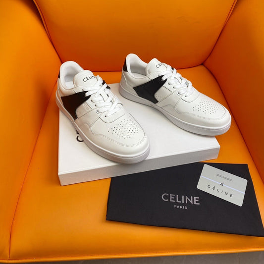 TRAINER LOW LACE-UP SNEAKER IN CALFSKIN OPTIC WHITE BLACK - 35
