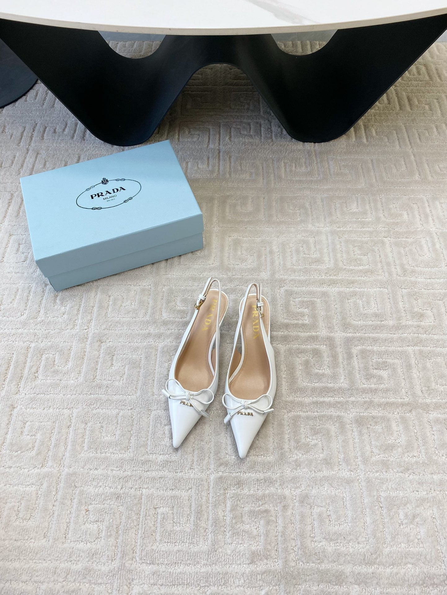 SLINGBACK PUMPS ATTACHED BOW IN WHITE GLOSSY CALFSKIN - 35
